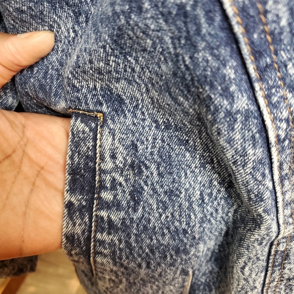 RARE  | Vintage Roglins Acid Wash Bomber Jean Jacket Glitter florals (Size M) - Picture 9 of 16